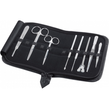 Complete Stainless Steel Dissection Kit with Zippered Case (8-Piece Set)